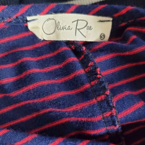 Olivia Rae Striped T-Shirt Dress Navy/Red Size S - Picture 4 of 5